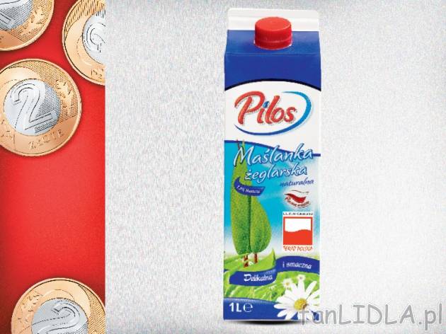Pilos Maślanka naturalna , cena 2,00 PLN za 150 g/1 opak., 100 g=1,30 PLN.