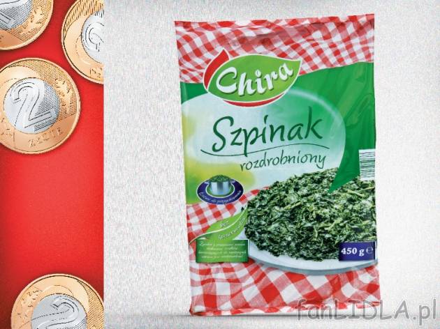 Chira Szpinak rozdrobniony , cena 2,00 PLN za 450 g/1 opak., 1 kg=4,44 PLN.