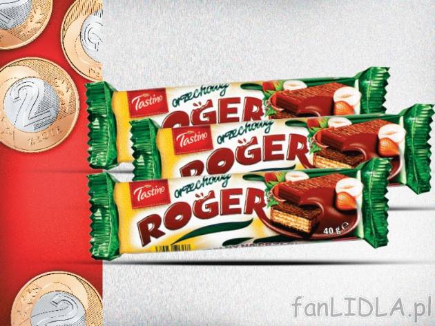 Tastinio Roger Wafelek orzechowy 3 szt. , cena 2,00 PLN za 3 x 40g, 100 g=1,67 PLN. ...