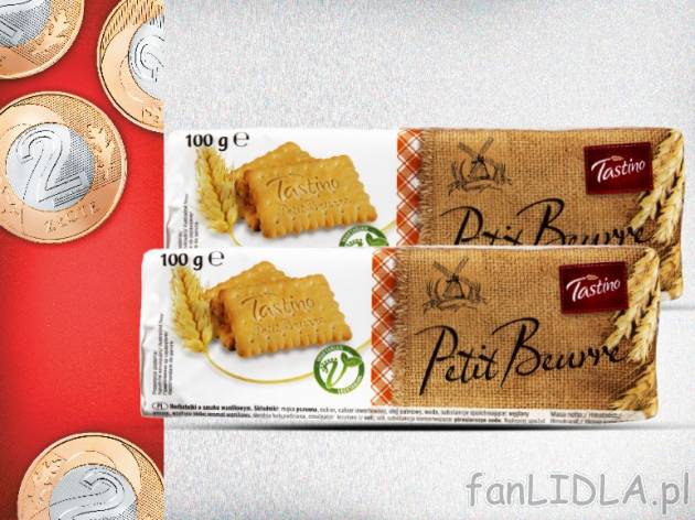 Tastino Herbatniki Petit Beurre , cena 2,00 PLN za 2 x 100 g, 100 g=1,00 PLN. 
*cena ...