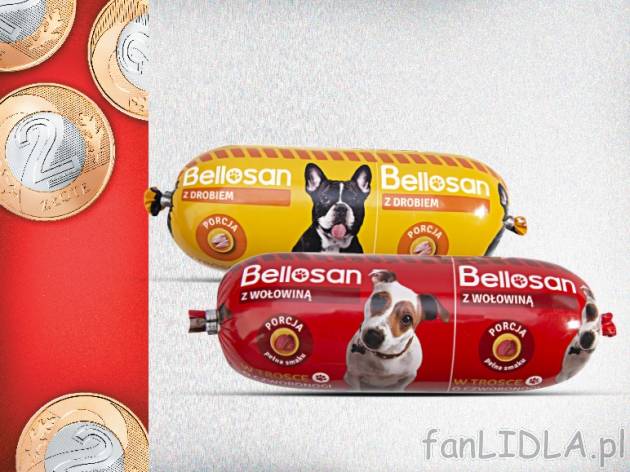 Bellosan Kiełbasa dla psa , cena 2,00 PLN za 450 g/1 opak., 1 kg=4,44 PLN. 
różne ...
