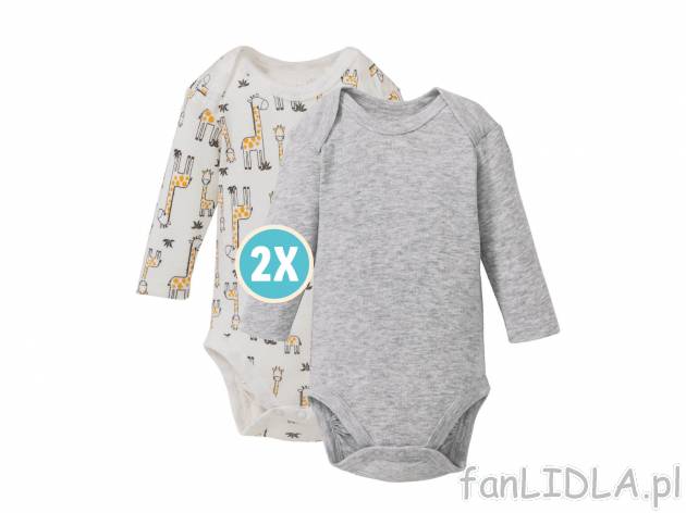 Body niemowlęce, 2 szt.* Lupilu, cena 4,99 PLN 
Ubrania dla dzieci stworzone w ...