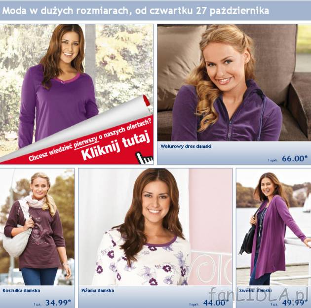 Moda w dużych rozmiarach w Lidlu od czwartku 27 października 2011. Gazetka Lidl