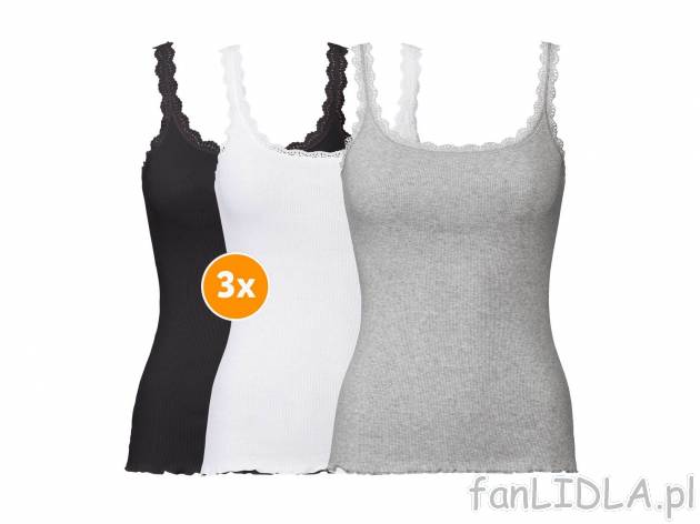 Topy z koronką , 3 szt.* Esmara Lingerie, cena 12,99 PLN 
- 95% bawełny, 5% elastanu
- ...