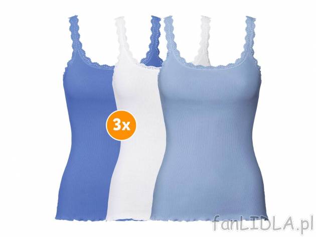 Topy z koronką , 3 szt.* Esmara Lingerie, cena 12,99 PLN 
- 95% bawełny, 5% elastanu
- ...