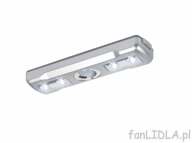 Lampka LED z czujnikiem ruchu , cena 24,99 PLN za 1 szt. 
- wymiary: 18,3 x 4,6 ...