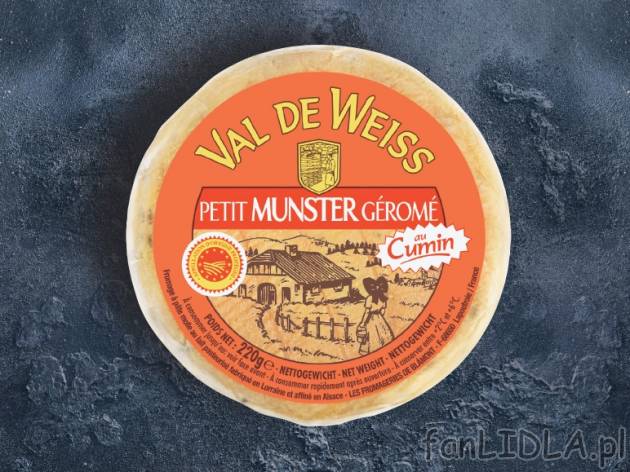 Ser Munster , cena 9,00 PLN za 200/220 g/1 opak., 100 g=5,00/4,54 PLN.