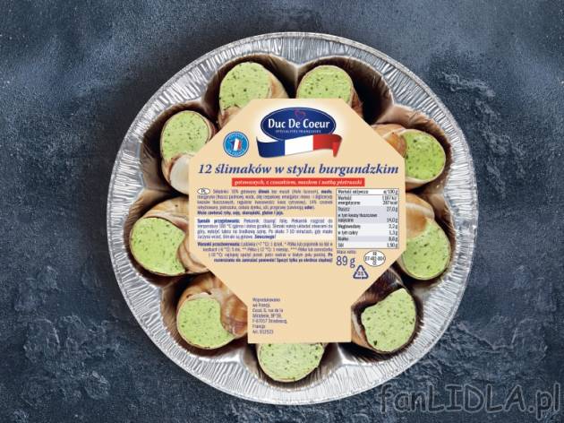 Ślimaki nadziewane , cena 9,00 PLN za 89 g/1 opak., 100 g=11,22 PLN.