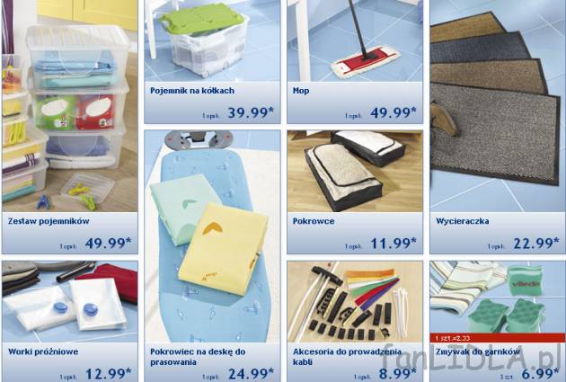 Mop, wycieraczka, organizery do kabli