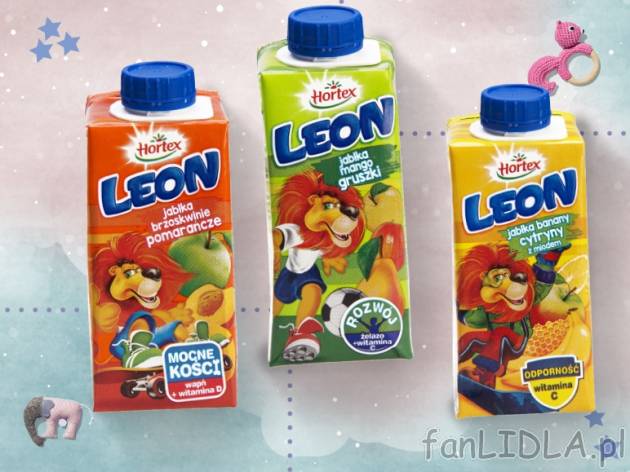 Hortex Leon napój , cena 0,00 PLN za 200ml/1 opak., 100ml=0,40 PLN.  
różne rodzaje