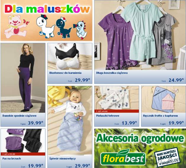 Dla maluszków i mam - Gazetka Lidl od czwartku 14 kwietnia 2011. Odzież ciążowa ...