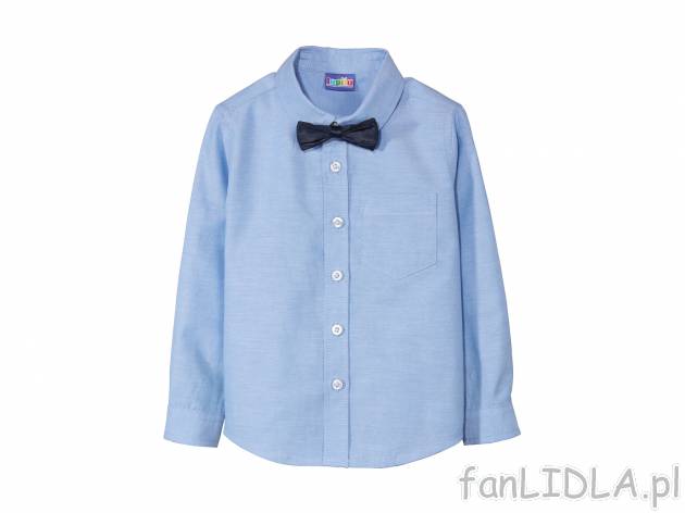 Elegancka chłopięca koszula z muchą lub krawatem marki Lupilu, w cenie 29,99 ...