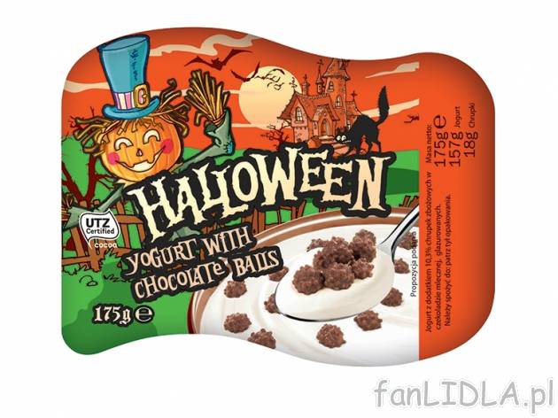 Jogurt HALLOWEEN , cena 1,99 PLN za 175 G/ 1 OPAK., 100 G = 1,14 PLN. 
- r&oacute;żne ...