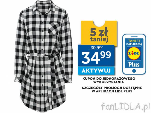 Tunika flanelowa Esmara, cena 39,99 PLN 
- pasek do wiązania
- rozcięcia na bokach
- ...
