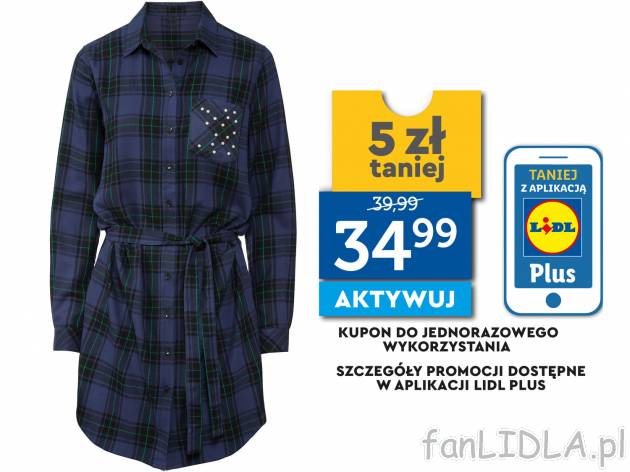Tunika flanelowa Esmara, cena 39,99 PLN 
- ozdobne perełki
- pasek do wiązania
- ...