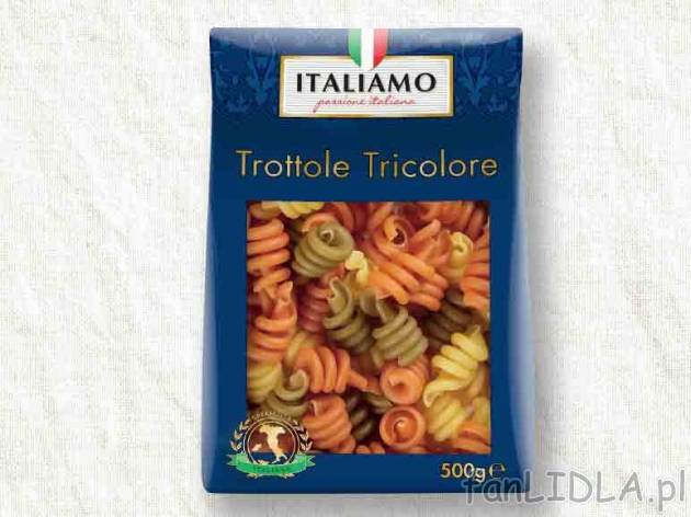 Makaron Trottole Tricolore , cena 2,00 PLN za 500 g/1 opak., 1 kg=5,98 PLN.