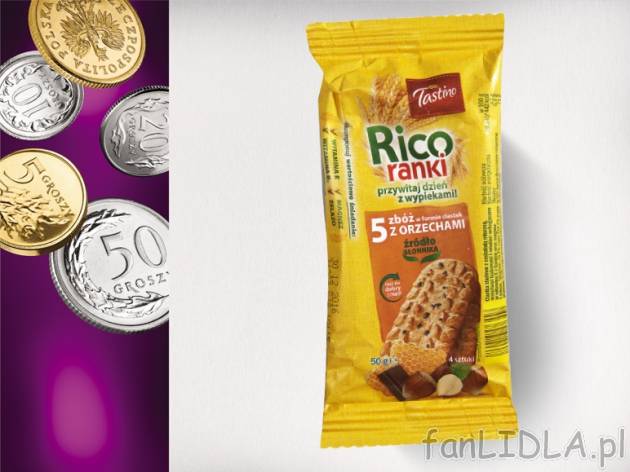 Tastino Rico Ranki Ciastka zbożowe , cena 0,00 PLN za 50g/ 1 opak., 100g=1,98 PLN.