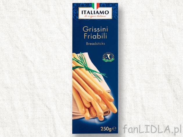 Paluszki Grissini , cena 4,00 PLN za 250 g/1 opak., 100 g=2,00 PLN.