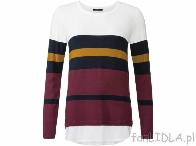 Sweter z koszulowym brzegiem Esmara, cena 34,99 PLN 
- sweter: 84% wiskozy (LENZING&trade; ...