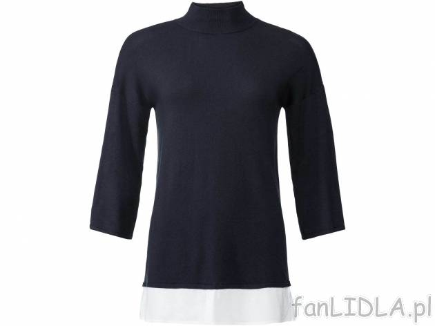 Sweter z koszulowym brzegiem Esmara, cena 34,99 PLN 
- sweter: 84% wiskozy (LENZING&trade; ...