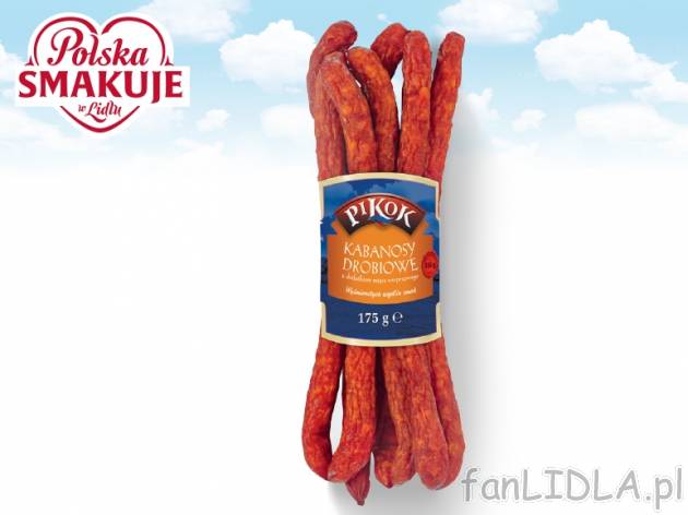 Pikok Kabanosy drobiowe z dodatkiem mięsa wieprzowego , cena 4,00 PLN za 175g/1 ...