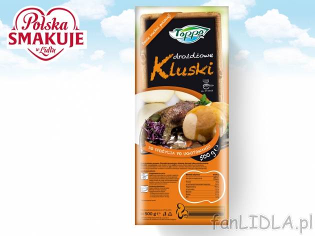 Toppo Kluski na parze , cena 2,00 PLN za 500 g/1 opak., 1 kg=5,58 PLN.