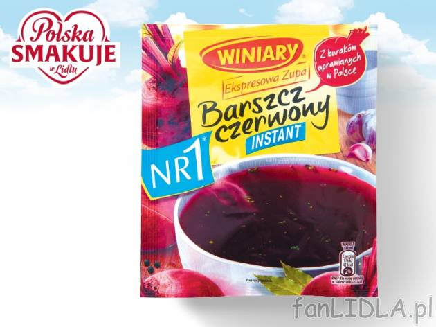 Winiary Barszcz czerwony, instant , cena 1,00 PLN za 60 g/1 opak., 100 g=2,32 PLN.