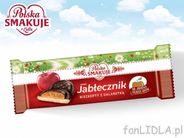 Biszkopty z galaretką , cena 1,00 PLN za 135 g/1 opak., 100 g=1,40 PLN.
