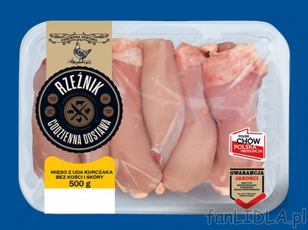 Rzeźnik Filet z udźca z kurczaka , cena 5,00 PLN za 500 g/1 opak., 1 kg=10,98 PLN.