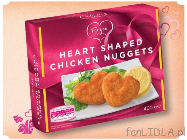 Nuggetsy , cena 8,99 PLN za 400g, 1kg=22,48 PLN. 
- nuggetsy w kształcie serca
- ...