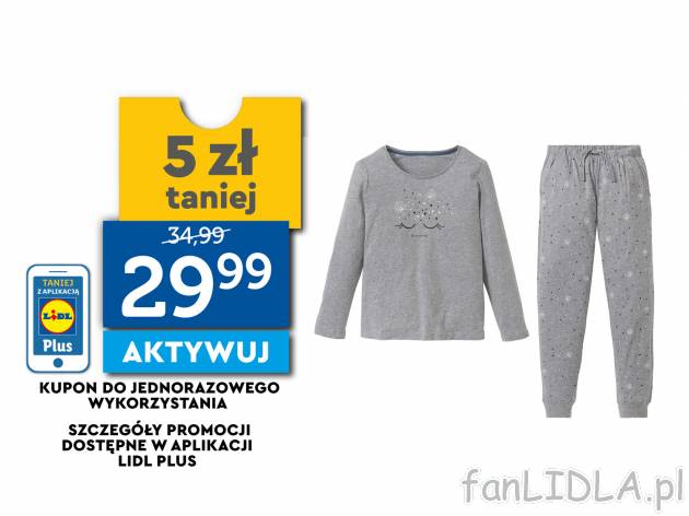 Piżama damska Esmara Lingerie, cena 34,99 PLN 
- 100% bawełny
- spodnie z elastycznym ...