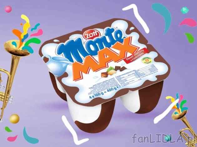 Zott Monte Max , cena 4,00 PLN za 4 x 100 g/1 opak., 1 kg=11,23 PLN.