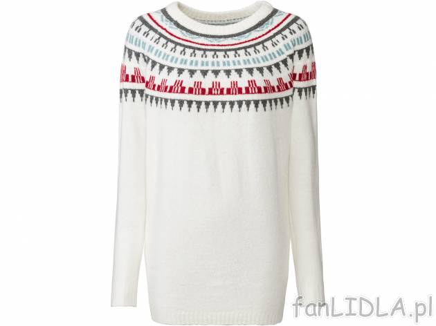 Sweter z motywem norweskim Esmara, cena 39,99 PLN 
- 82% poliakrylu, 16% poliestru, ...