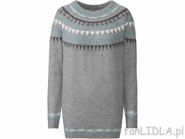 Sweter z motywem norweskim Esmara, cena 39,99 PLN 
- 82% poliakrylu, 16% poliestru, ...