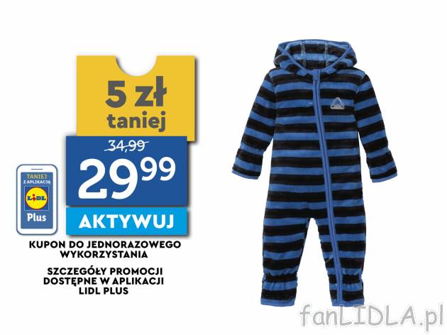 Kombinezon polarowy Lupilu, cena 34,99 PLN
- możliwość wywijania rękawów i ...