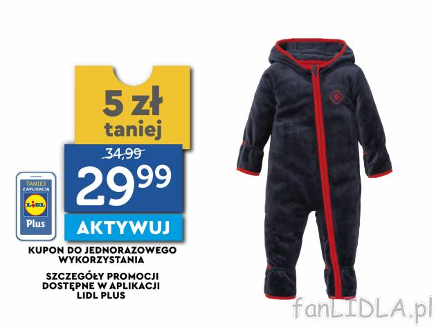 Kombinezon polarowy Lupilu, cena 34,99 PLN
- możliwość wywijania rękawów i ...