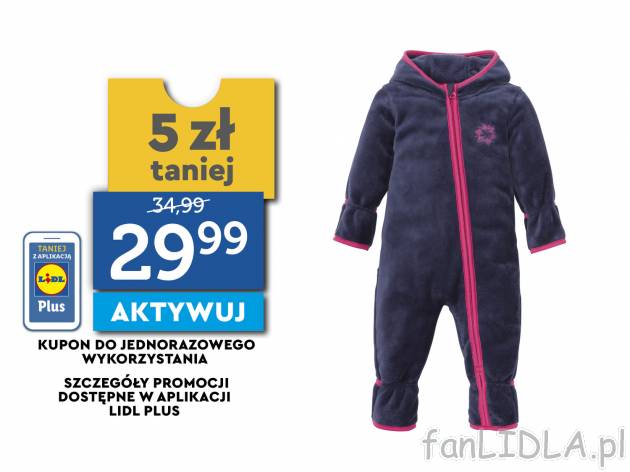 Kombinezon polarowy Lupilu, cena 34,99 PLN 
- możliwość wywijania rękawów ...