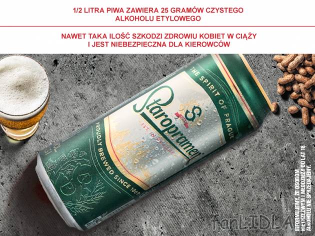 Staropramen , cena 2,00 PLN za 500 ml/1 pusz., 1l = 4,58 PLN.