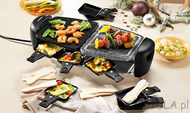 Grill elektryczny raclette z kamienną płytą w cenie 119PLN. - 2 płyty: grillowa ...