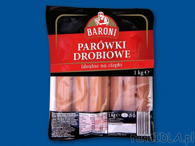 Baroni Parówki drobiowe , cena 4,00 PLN za 1 kg/1opak.