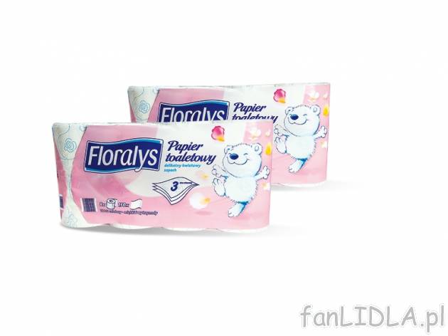 Floralys Papier toaletowy, 3-warstwowy , cena 4,00 PLN za 8 szt./1 opak. 
*Cena ...