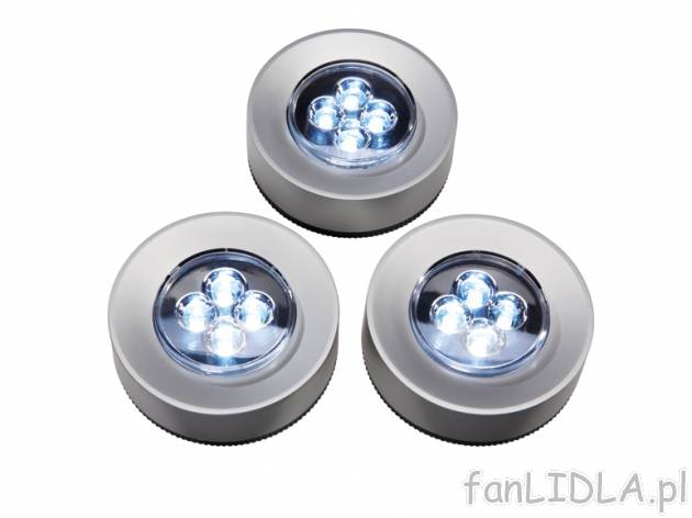 Lampki LED, 3 szt. , cena 23,99 PLN za 1 opak. 
- 4 jasne, energooszczędne diody ...