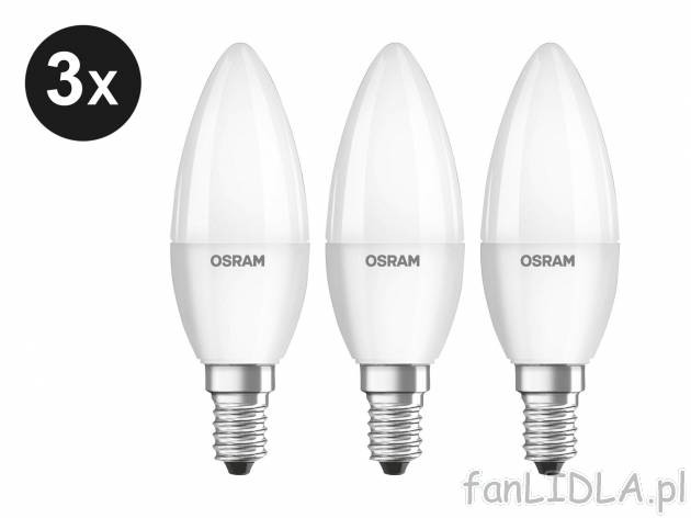 Zestaw 3 żarówek LED Osram, cena 21,99 PLN 
- KLASA ENERGETYCZNA A+
- CIEPŁE, ...