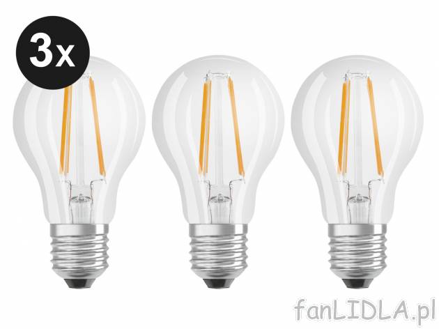 Zestaw 3 żarówek LED Osram, cena 29,99 PLN 
- KLASA ENERGETYCZNA A++
- CIEPŁE, ...