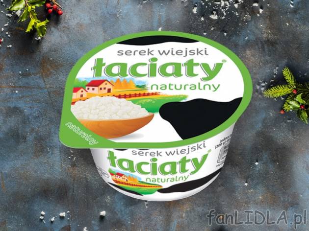 Łaciaty Serek wiejski naturalny , cena 1,00 PLN za 200 g/1 opak., 100 g=0,70 PLN.