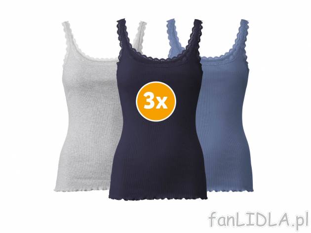 Podkoszulki na ramiączkach z koronką, 3 szt.* Esmara Lingerie, cena 12,99 PLN ...