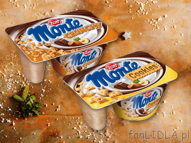 Zott Monte Crunchy lub Cookies , cena 1,00 PLN za 125 g/1 opak., 100 g=1,59 PLN.