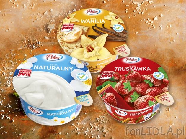 Pilos Serek homogenizowany* , cena 3,00 PLN za 385/400 g/1 opak., 1 kg=8,55/8,23 ...