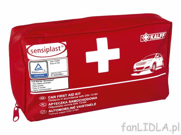 Apteczka samochodowa, 44 części , cena 19,99 PLN 
- w zestawie: komplet plastrów, ...