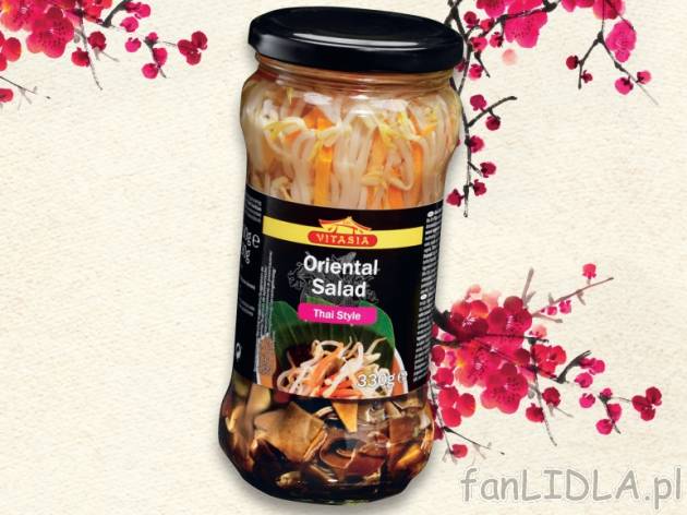 Sałatki azjatyckie , cena 2,99 PLN za 330g/1 opak., 1kg=15,74 wg wagi odcieku PLN. ...